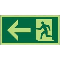 Fire Exit Sign with Left Arrow Self Adhesive Vinyl Green 10 x 20 cm