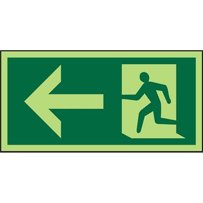 Fire Exit Sign with Left Arrow Self Adhesive Plastic 15 x 30 cm