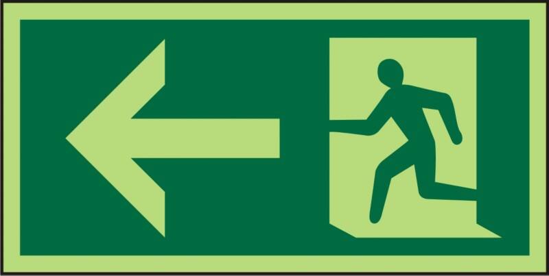 Fire Exit Sign Left Arrow Adhesive Vinyl 15 x 30 cm