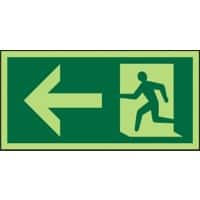 Fire Exit Sign with Left Arrow Vinyl Green 15 x 30 cm