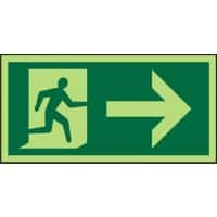 Fire Exit Sign with Man Running and Right Arrow Self Adhesive Vinyl Green 10 x 20 cm