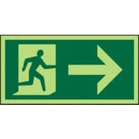 Fire Exit Sign Right Arrow Adhesive Plastic 15 x 30 cm