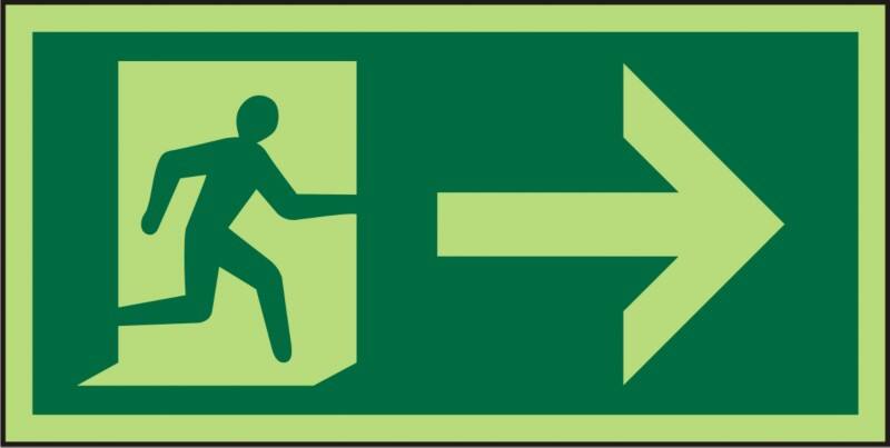 Fire Exit Sign Right Arrow Adhesive Vinyl 15 x 30 cm