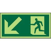 Fire Exit Sign Down Left Arrow Adhesive Plastic 10 x 20 cm