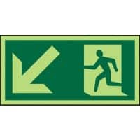 Fire Exit Sign Down Left Arrow Adhesive Vinyl 15 x 30 cm