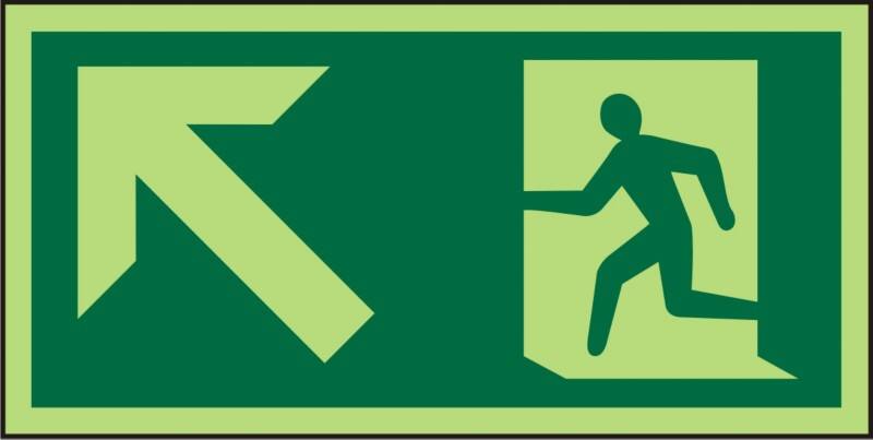 Fire Exit Sign Up Left Arrow Adhesive Plastic 10 x 20 cm