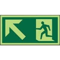 Fire Exit Sign Up Left Arrow Adhesive Plastic 10 x 20 cm