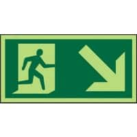 Fire Exit Sign Down Right Arrow Plastic Green 10 x 20 cm