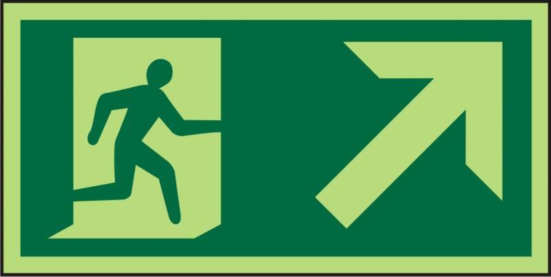 Fire Exit Sign Up Right Arrow Adhesive Plastic 15 x 30 cm