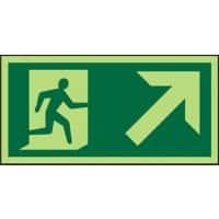 Fire Exit Sign Up Right Arrow Adhesive Plastic 15 x 30 cm
