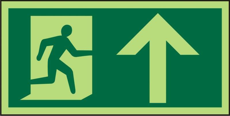 Fire Exit Sign Up Arrow Adhesive Vinyl 10 x 20 cm