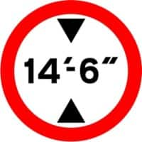 Road Sign Max Height 14'6" Aluminium Composite 45 x 45 cm