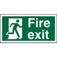 Direction Sign Fire Exit Plastic Green, White 30 x 20 cm