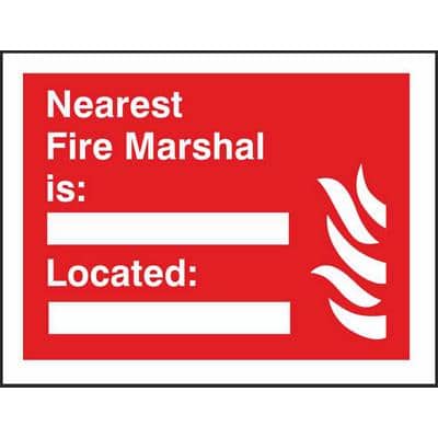 Fire Sign Nearest Marshall Plastic 20 x 30 cm
