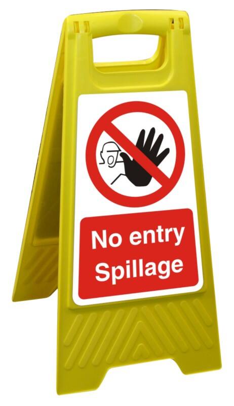 Warning Sign No Entry Spillage Freestanding PP (Polypropylene) 60 x 30 cm