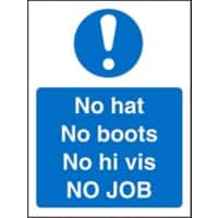 Mandatory Sign No Hats, Boots, Hi Vis Plastic 20 x 15 cm