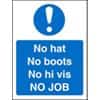 Mandatory Sign No Hats, Boots, Hi Vis vinyl Blue, White 20 x 15 cm