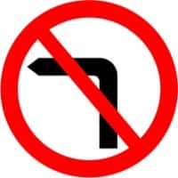Road Sign No Left Turn Wall Mounted ACM (Aluminium Composite Material) 45 x 45 cm