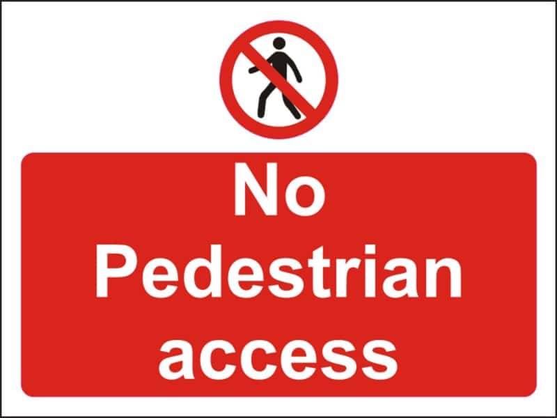 Information Sign No Pedestrians Freestanding PVC (Polyvinyl Chloride) 45 x 60 cm