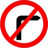 Road Sign No Right Turn Wall Mounted ACM (Aluminium Composite Material) 45 x 45 cm