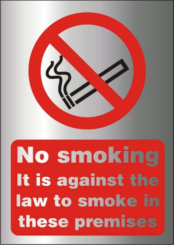 Warning Sign No Smoking Adhesive Acrylic 20 x 15 cm