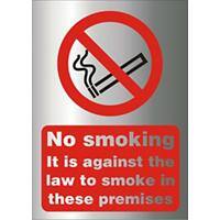 Prohibition Sign Against The Law to Smoke on These Premises Aluminium Silver, Red 20 x 15 cm