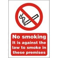 Warning Sign No Smoking Adhesive Acrylic 20 x 15 cm