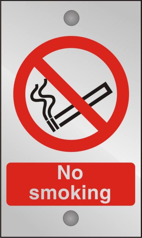 Warning Sign No Smoking Adhesive Acrylic 20 x 12 cm