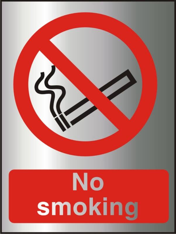 Warning Sign No Smoking Adhesive Acrylic 20 x 15 cm
