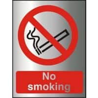 Prohibition Sign No Smoking Acrylic Self Adhesive Silver, Red 20 x 15 cm