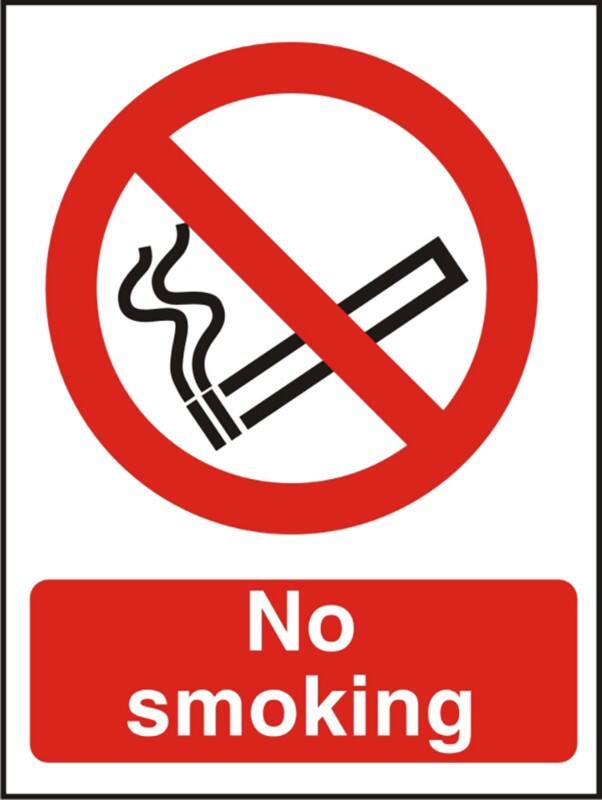 Warning Sign No Smoking Adhesive Acrylic 20 x 15 cm