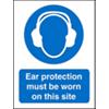 Mandatory Sign Ear Protection Must Be Worn On Site Plastic 20 x 15 cm