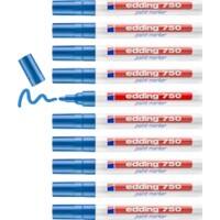 edding 750 Permanent Paint Marker Blue Medium Bullet 2 - 4 mm Water-Resistant Pack of 10