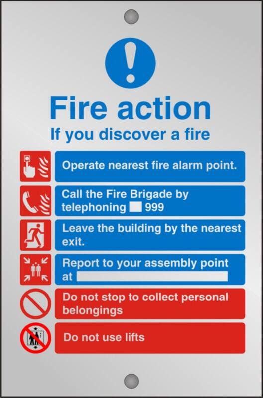 Fire Information Sign If You Discover A Fire Adhesive Acrylic 20 x 15 cm