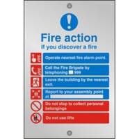 Fire Information Sign If You Discover A Fire Adhesive Acrylic 20 x 15 cm