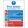 Fire Action Sign If You Discover A Fire Self Adhesive Vinyl 30 x 20 cm