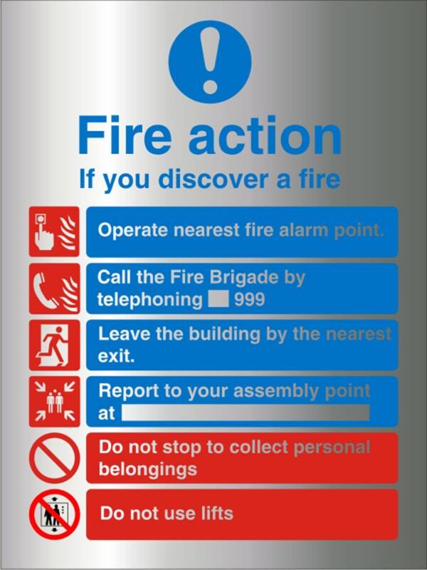 Fire Information Sign If You Discover A Fire Adhesive Aluminium 30 x 21 cm
