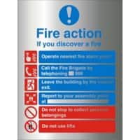 Fire Action Sign Aluminium 30 x 21 cm