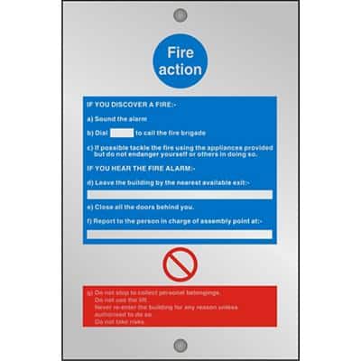 Fire Action Sign Self Adhesive Acrylic 20 x 15 cm