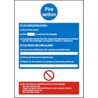 Fire Sign Fire Action Self Adhesive Plastic 20 x 15 cm
