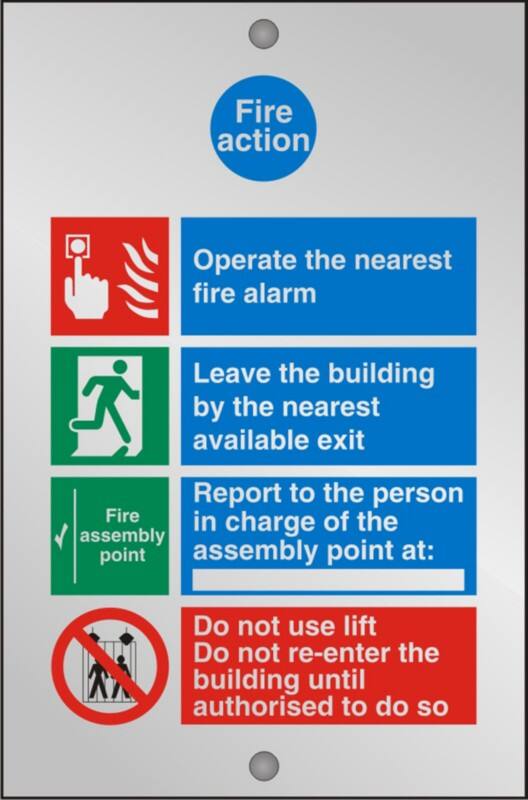 Fire Information Sign Fire Action Adhesive Acrylic 20 x 15 cm