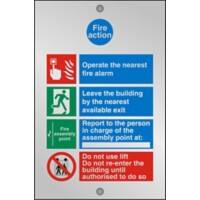 Fire Action Sign Self Adhesive Acrylic Assorted 20 x 15 cm