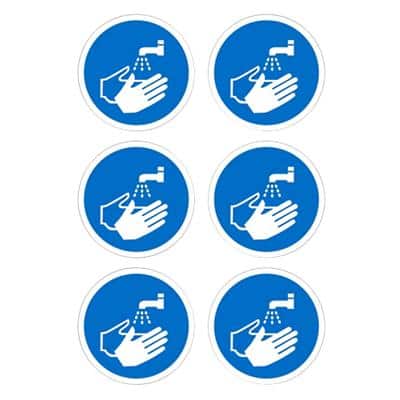 Mandatory Sign Wash Hands Plastic Blue, White