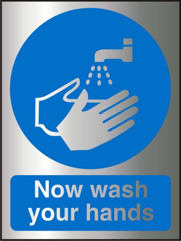 Mandatory Sign Wash Hands Adhesive Acrylic 20 x 15 cm
