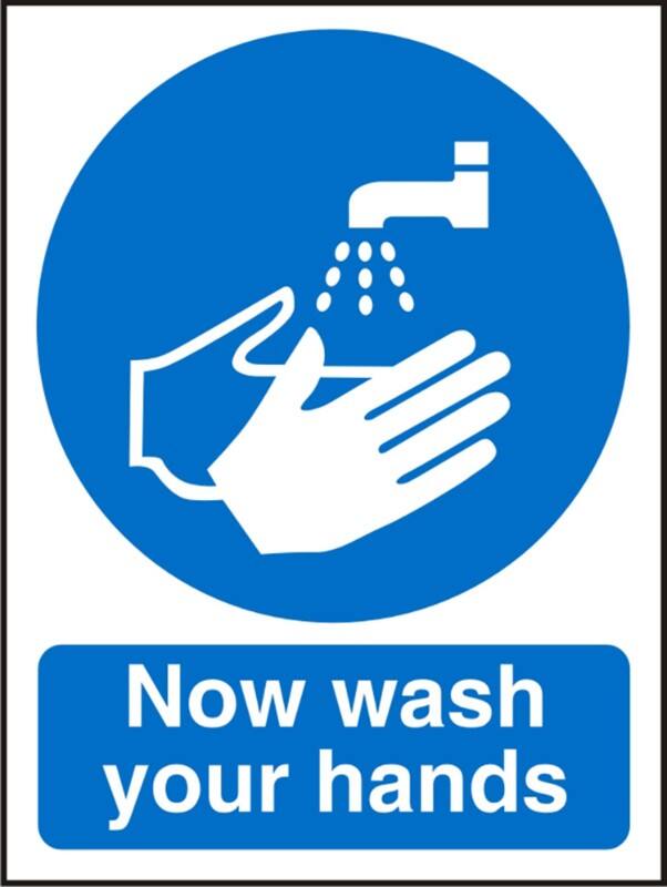 Mandatory Sign Wash Hands Adhesive Acrylic 20 x 15 cm
