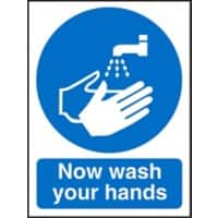 Mandatory Sign Now Wash Your Hands Self Adhesive Acrylic 20 x 15 cm