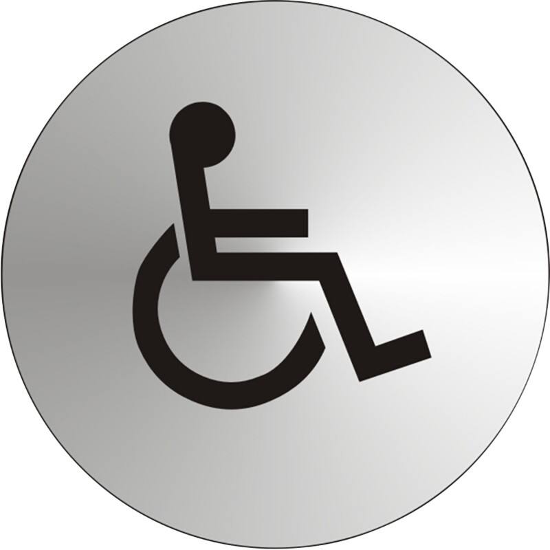 Sign Person in Wheelchair Adhesive Stainless Steel