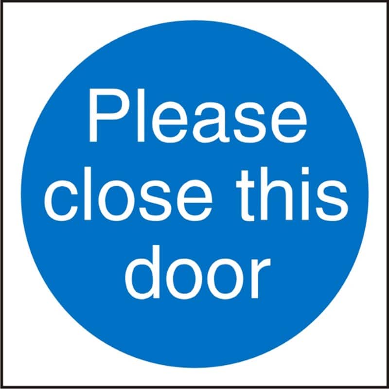 Mandatory Sign Close Door Adhesive Plastic 10 x 10 cm