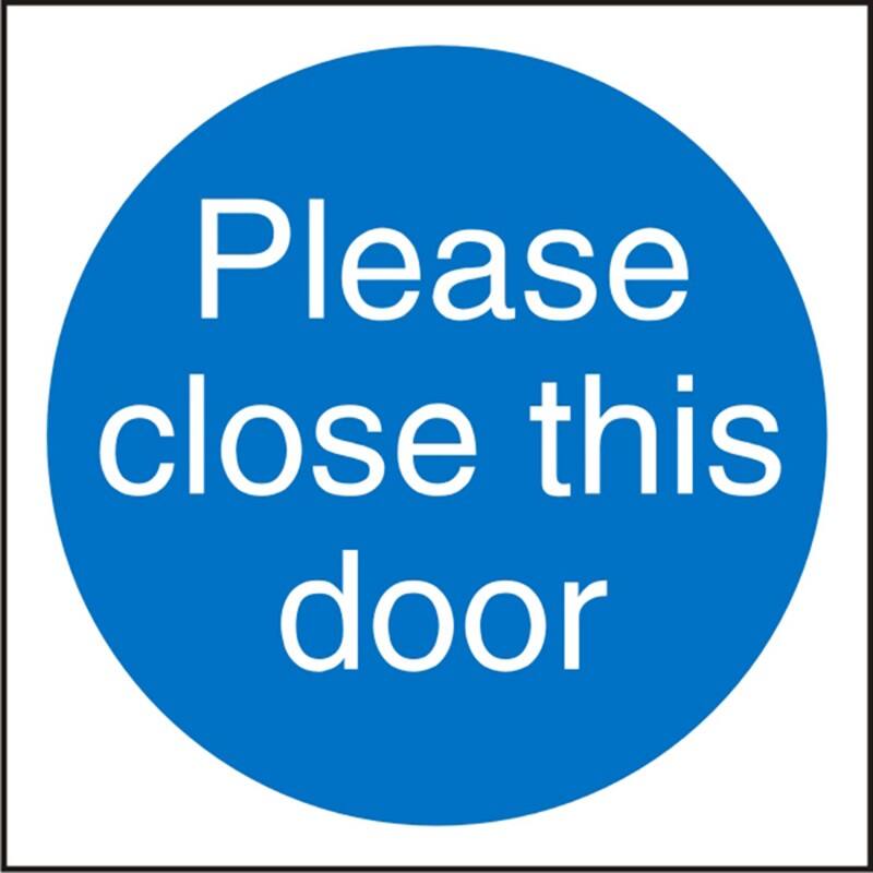 Mandatory Sign Close Door Adhesive Vinyl 10 x 10 cm