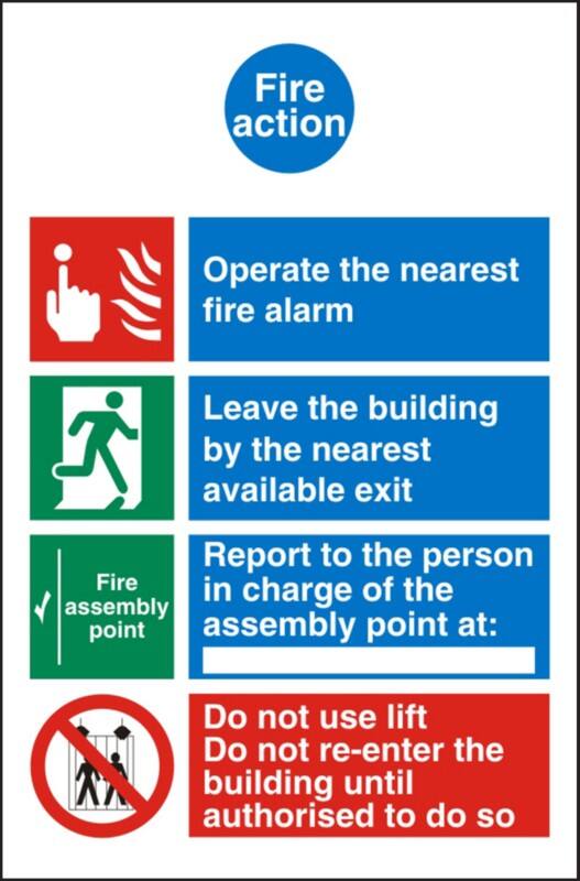 Fire Information Sign Fire Action Adhesive Vinyl 30 x 20 cm